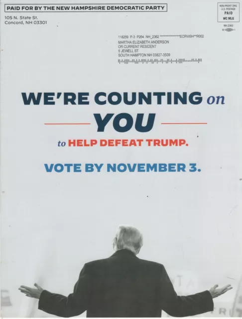 POLITICS (2020) BIDEN Brochure: "Help Defeat Trump - You Have The Power" (NH)