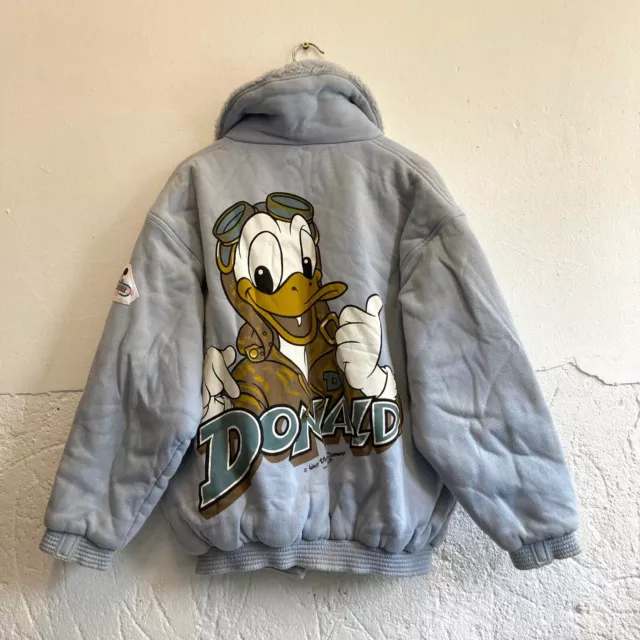 Vintage 80s Disney Donald Duck Mens Varsity Jacket Extra Large Blue