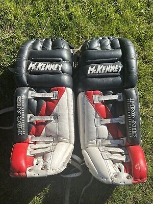 Mckenney goalie pads 750 32” PRO AHS ice hockey Custom used good cond Red Black