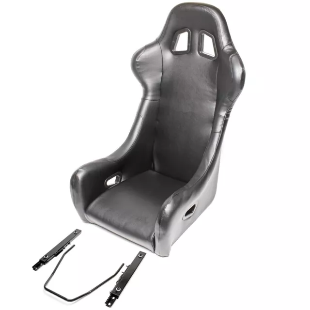 1X TA Technix Sport Seat Full Bucket Seat Black Faux Leather Incl. Sliding Rail