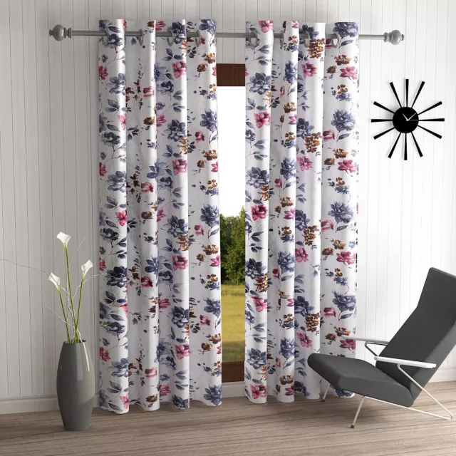 2 Piezas Premium Windflower Ojal Poliéster Puerta Cortinas 2.1m - Gris