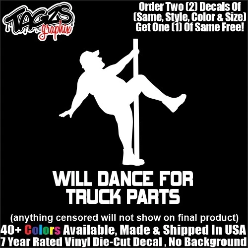 Trucker Man Stripper Pole Dancer 'Merica Funny Vinyl Die-Cut Decal Sticker For Car Window Or Bumper | Glossy White