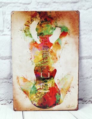Sexy Guitar Girl Poster Metal Signs Vintage Tin Wall Décor Bar Pub Home Plaque