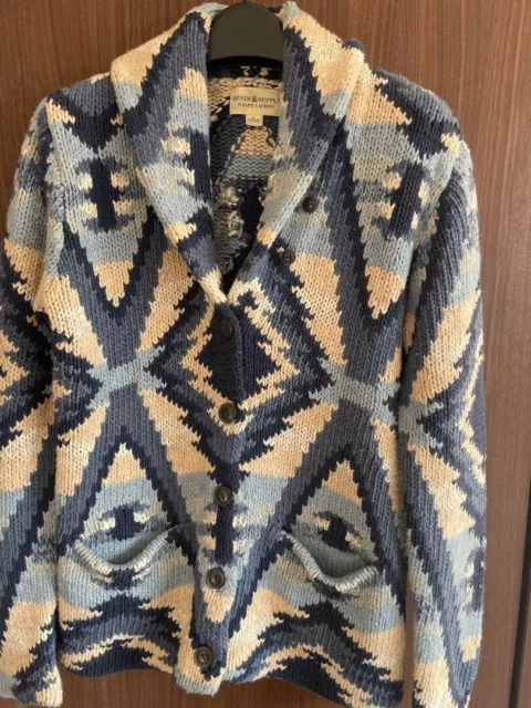 Ralph Lauren Denim & Supply Cardigan Aztec Southwest Navajo Blue Yellow Size M