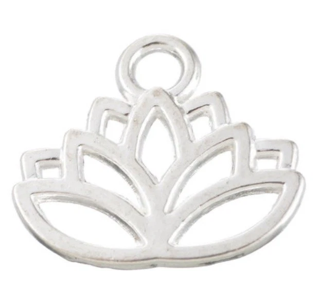 NEU 3 Stück Anhänger Charms Lotusblüte silber DIY Schmuck 15x17mm H3/6