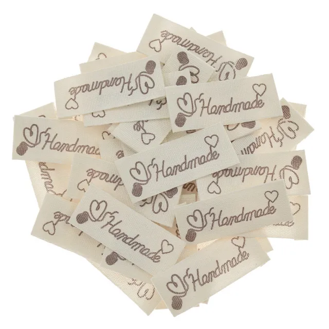 50pcs Handmade Heart Labels Tags Love Washable Clothing Bag Sewing Decor Craft
