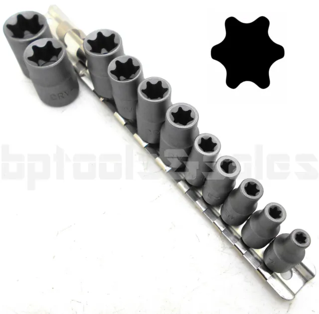 11pc Torx Star Bit Female E Socket Set Automotive Shop Tools External E4-E20