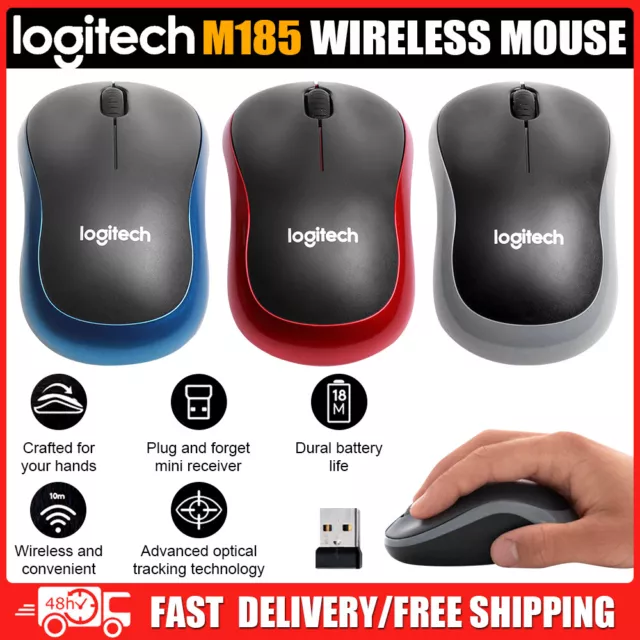 M185 Logitech Maus Wireless Schnurlos Mouse Kabellos Funk + USB Empfänger DE