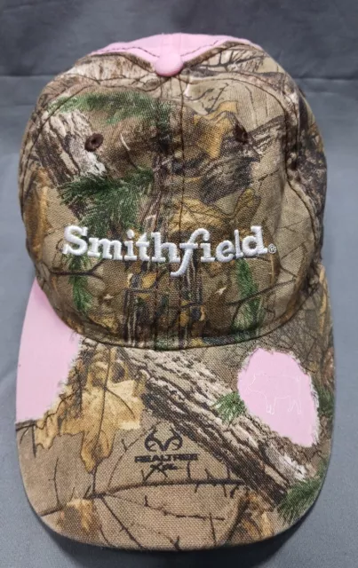Pink Smithfield Hog Production Realtree Camo Stitched Canvas Denim Hat Ball Cap