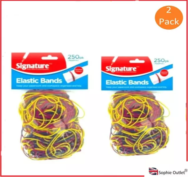 400pk Strong Elastic Rubber Bands Assorted Colours Sizes Home, School and  Office
