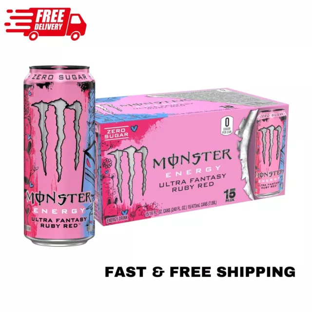 Monster Energy Ultra Fantasy Ruby Red, Sugar Free Energy Drink, 16 Ounce ( pack