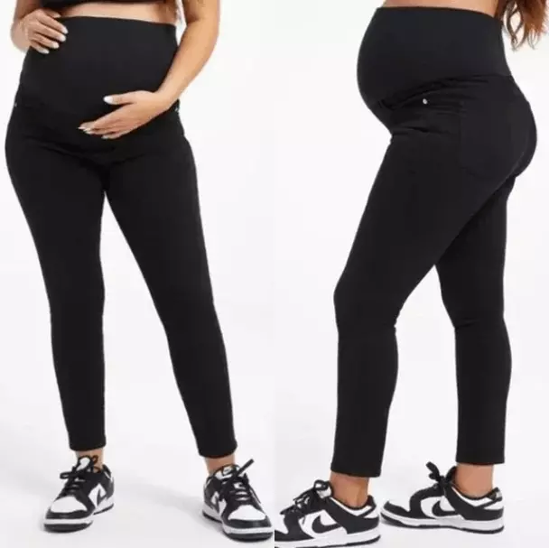 NWT Good American Maternity Good Legs Crop Skinny Womens Black Jeans Size 00/24
