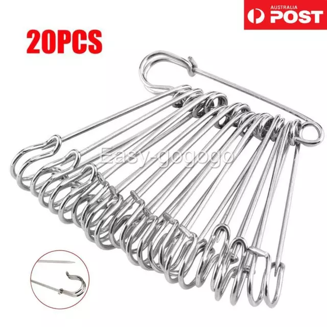 10x Extra Large Safety Pins Big Stainless Steel for Fashion Blanket Laundry