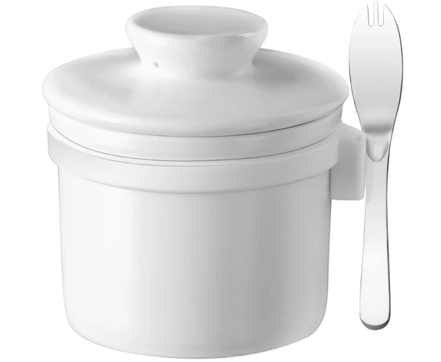 Butter Crock Storage,Porcelain Butter keeper with a silicone magnet collar