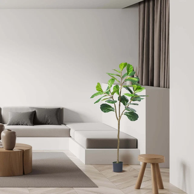 ARTIFICIAL FIDDLE LEAF Fig Tree 5ft Tall Faux Ficus Lyrata Fake Silk