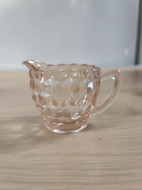 Vintage Pink Depression Glass  Creamer Jeannette Cube Pattern