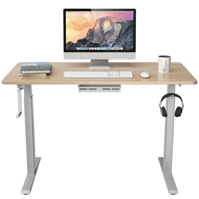 COSTWAY SIT STAND Desk 48" Adjustable Standing Workstation w/Crank