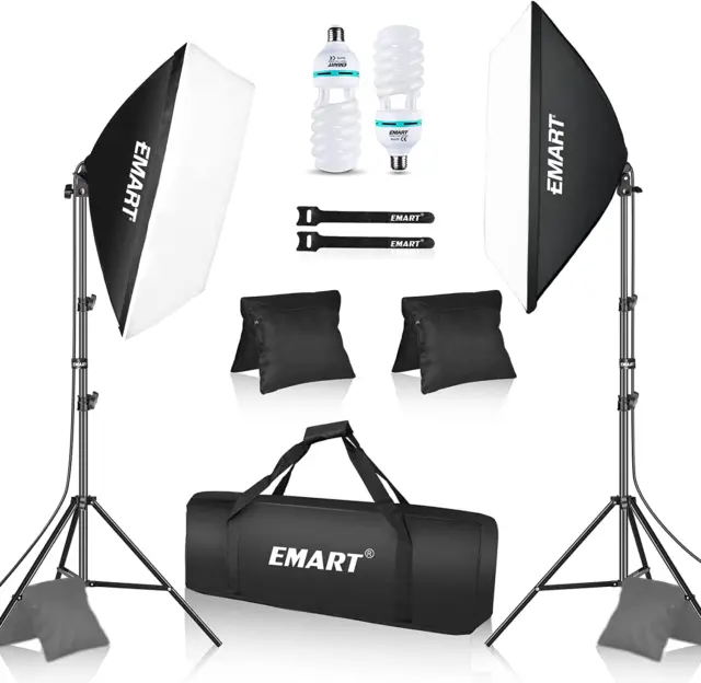 EMART Softbox Lighting Kit with Sandbag, 20"X28" Soft Box Lights Photography Acc