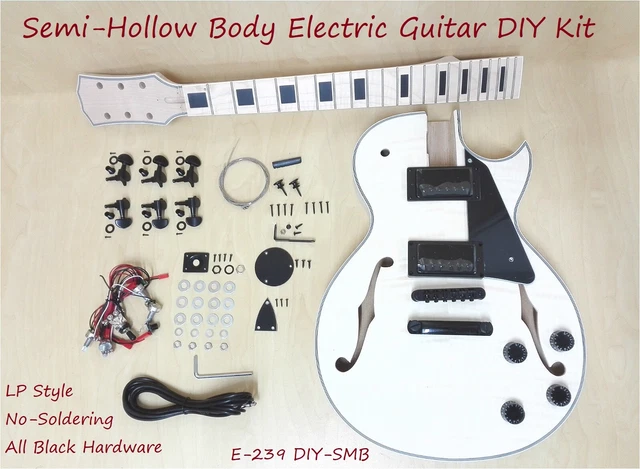 Semi-Hollow Body Electric Guitar DIY,No-Soldering,Set Neck,BK Hardwar 239DIY SMB