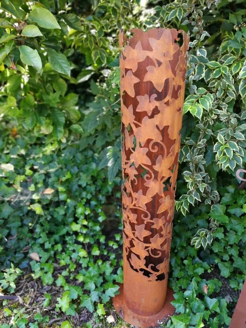 EDELROST DEKOSÄULE EFEU Pflanzsäule Metall Rostsäule Rost Deko Garten