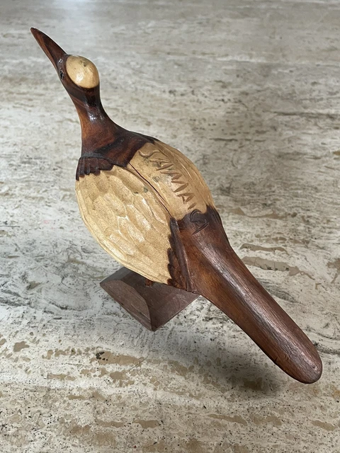 Vintage Hand Carved Wood Loon Bird From Jamaica