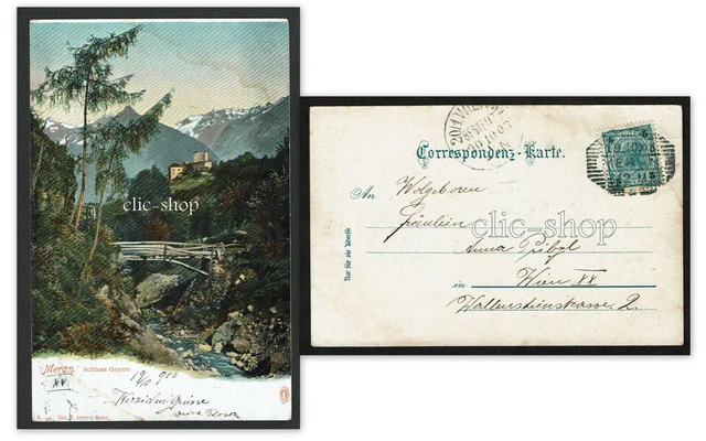 1 AK ANSICHTSKARTE CARTOLINA MERAN OBERMAIS SCHLOSS GOYEN  SÜDTIROL (i1368)