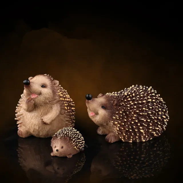 Set of 3 Hedgehog Garden Animal Ornaments Outdoor Statues Model Decoration