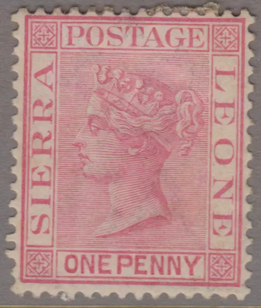 SIERRA LEONE 1883 1d ROSE-RED WMK CROWN CA PERF 14 MH, SG 24