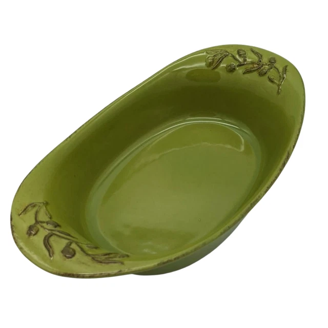 Plato de servir ovalado verde gres portugués cazuela portugués