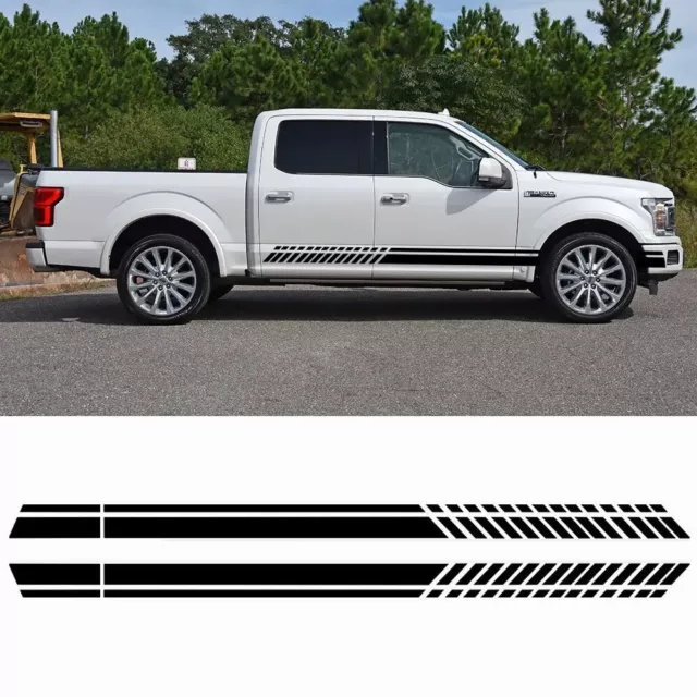 Sport Glossy Black Side Rocker Stripes Decal Vinyl Sticker For Ford F-150 F-250