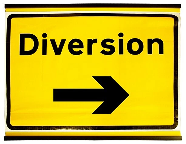 Diversion Insegna arrotolabile freccia destra flessibile 1050 x 750 mm classe 1 riflettente