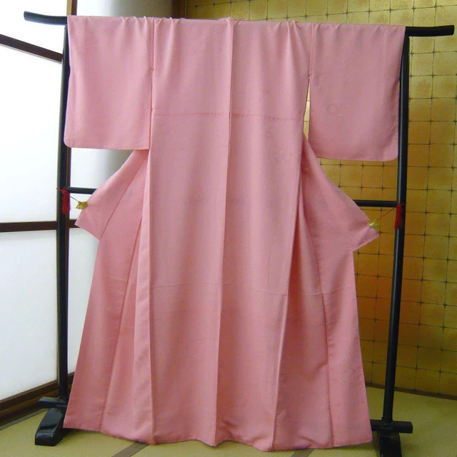 Japanese kimono antique Komon plain pink furisode