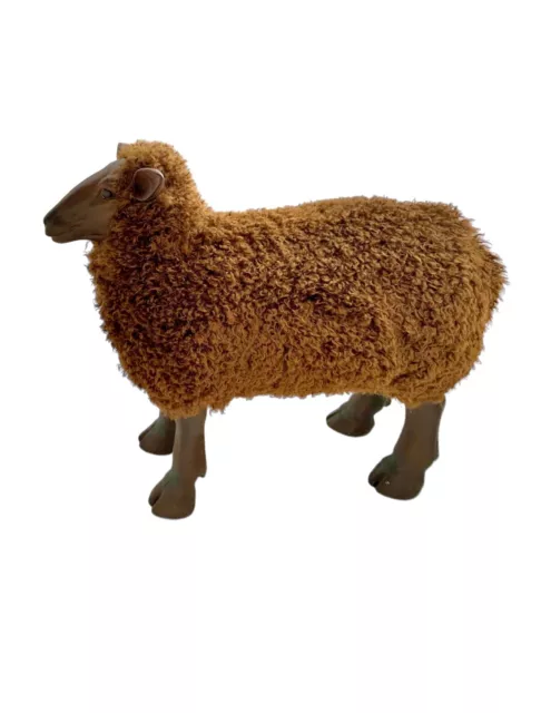 Sheep Figurine Lamb Statue Wooly Brown Life like Adorable Decor 3