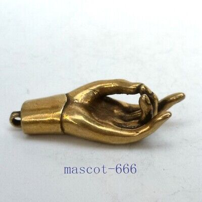 Collection China Old Bronze Carved Buddha's-hand Amulet Pendant Decoration Gift