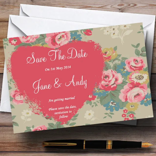 Inspired Vintage Personalised Wedding Save The Date Cards