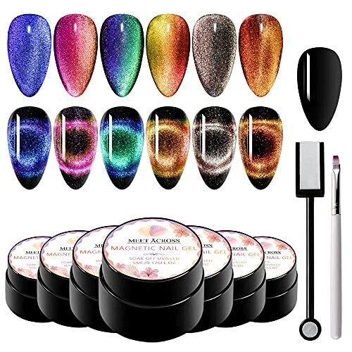 9D Cat Eye Gel Vernis À Ongles Ensemble Chameleon Gel Magnétique Soak Off UV ...