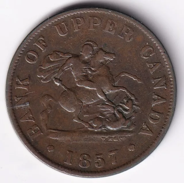 Bank Of Upper Canada 1857 Half Penny Dragonslayer Token PC-5D BR-720 #3