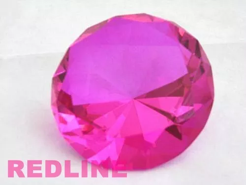 Round Crystal Diamond Paperweight Decor Hot Pink (3.25'' / 80 mm)