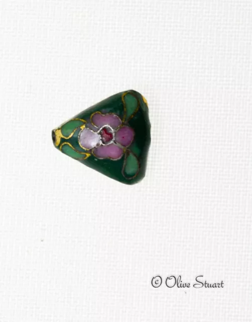 Oriental Cloisonne Beads Loose Triangle 12mm x 14mm 2