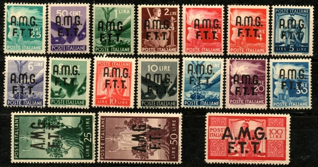 10.22,Italy,Trieste,1947-1948 Definitives,Sc.1-14,15-17,Mnh