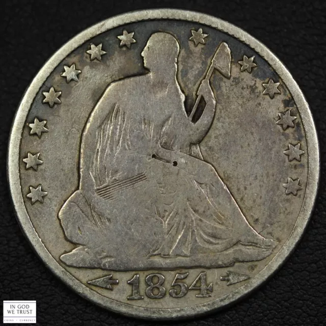 1854 O with Arrows Seated Liberty Silver Half Dollar 50C - Cleaned