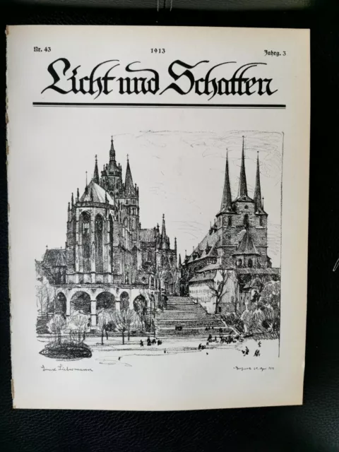 1913 Zeitungsdruck 43 Ernst Liebermann Erfurt Dom von Defregger