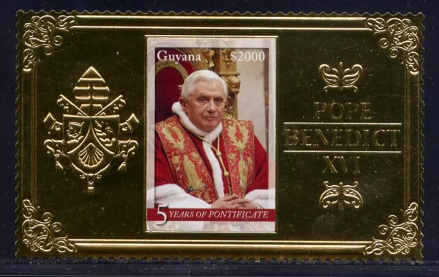 Guyana 2010 Papst Benedikt Pope Benedict Gold Religion Postfrisch MNH