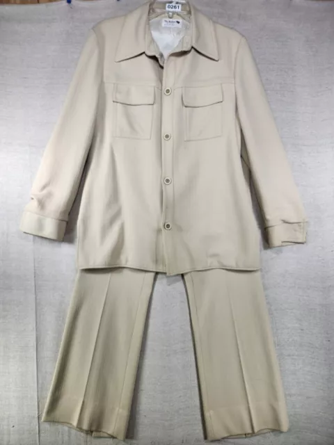 The Knack Womens Vintage 70's Cream Colored Pant Suit See Measurements