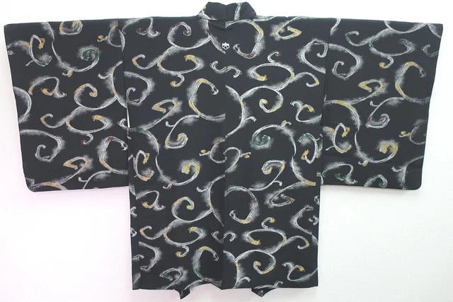 8388D2 Silk Vintage Japanese Kimono Haori Jacket Karakusa