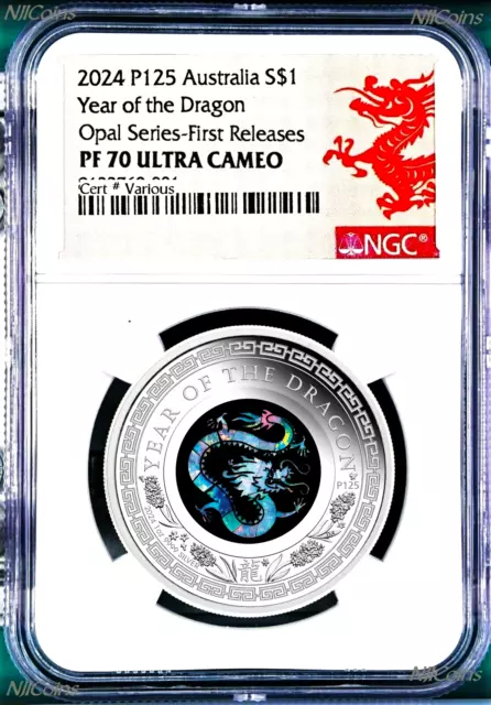 2024 Australia OPAL LUNAR Year of the Dragon 1 oz Silver Proof Coin NGC PF70 FR