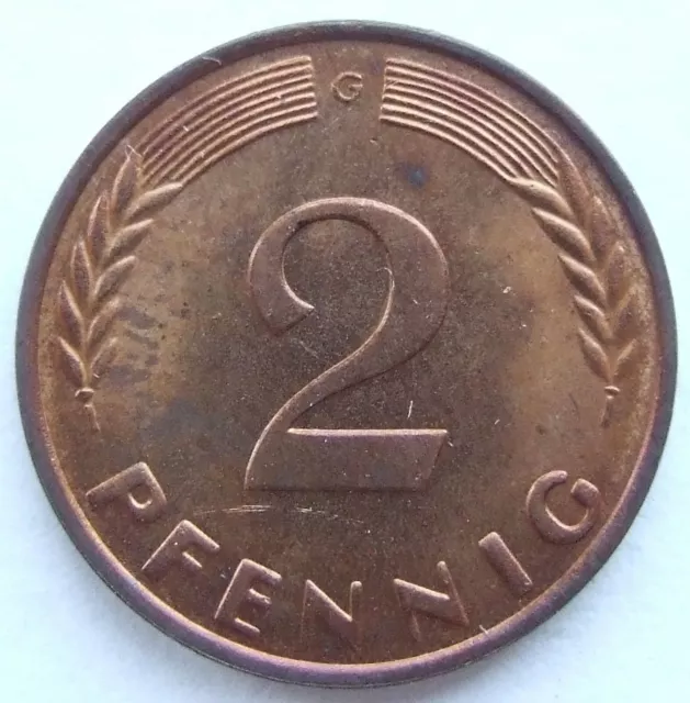 Coin Federal Republic Germany 2 Pfennig 1959 G IN Uncirculated