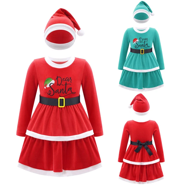 Abito tutù di Natale per bambini bambine principessa festa costume abiti cappello