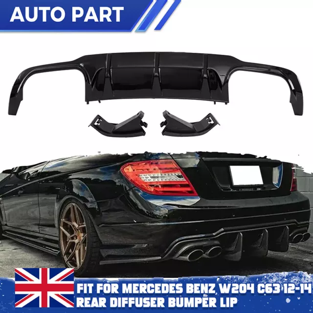 C63 Amg Style Rear Diffuser Splitter Valance For Mercedes C Class W204 12-15 Uk