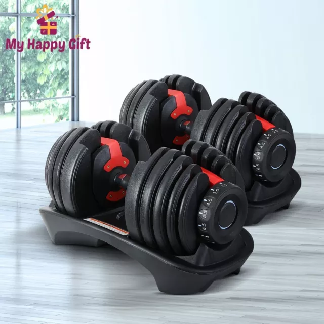 Everfit 2Pcs 24kg Adjustable Dumbbell Weight Dumbbells Plates Home Gym Exercise